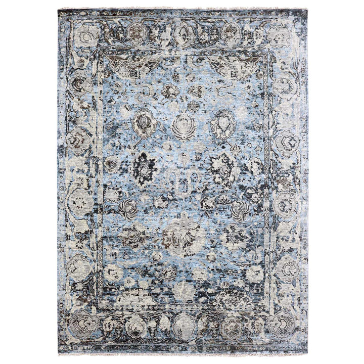 9'2" x 12'4" New Hand Knotted Grey Wool Rectangle Oriental Rug - MOA10279304