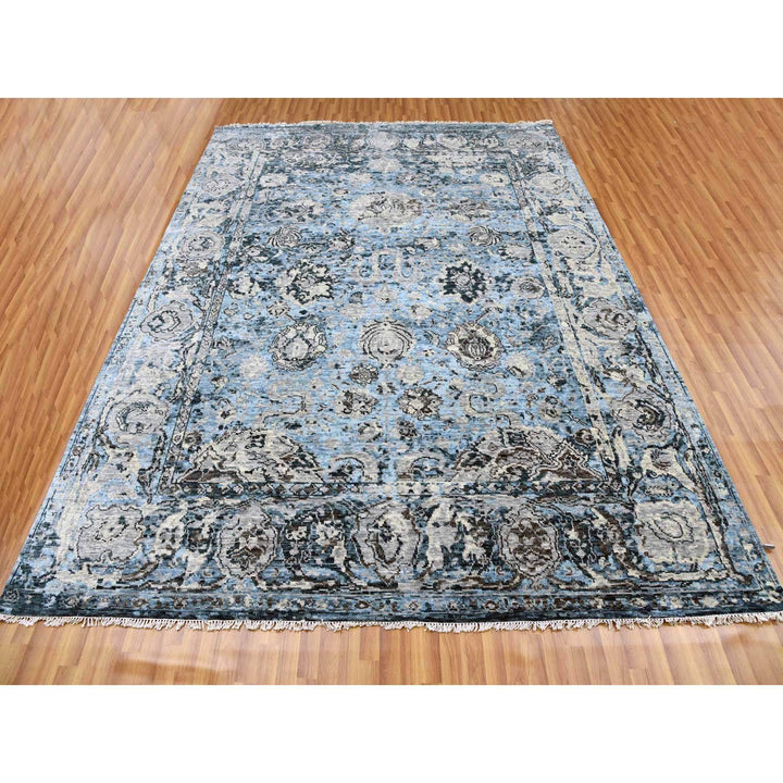 9'2" x 12'4" New Hand Knotted Grey Wool Rectangle Oriental Rug - MOA10279304