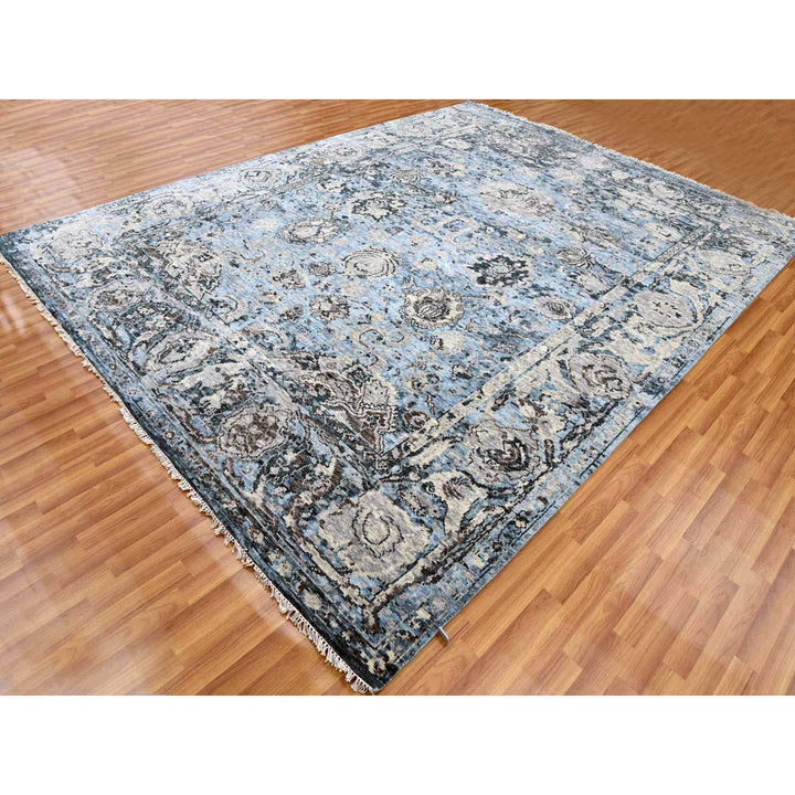 9'2" x 12'4" New Hand Knotted Grey Wool Rectangle Oriental Rug - MOA10279304