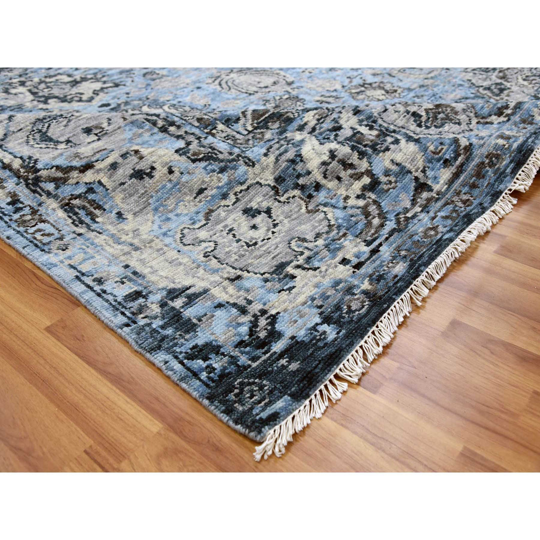 9'2" x 12'4" New Hand Knotted Grey Wool Rectangle Oriental Rug - MOA10279304