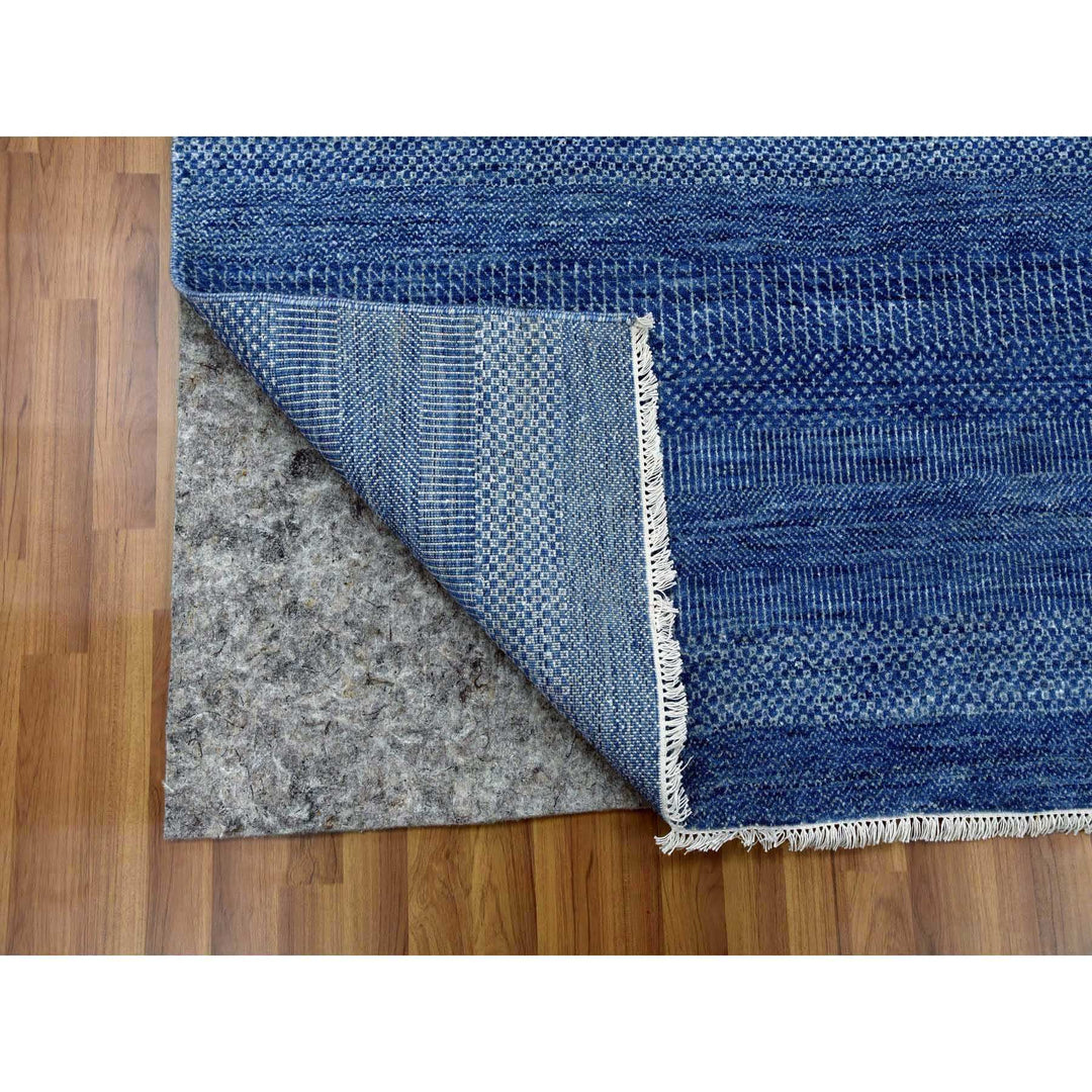 9'1" x 12'2" New Hand Knotted Blue Wool & Silk Rectangle Oriental Rug - MOA10279306