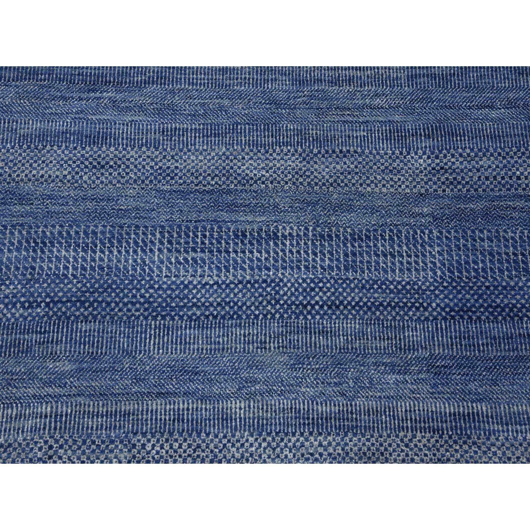 9'1" x 12'2" New Hand Knotted Blue Wool & Silk Rectangle Oriental Rug - MOA10279306