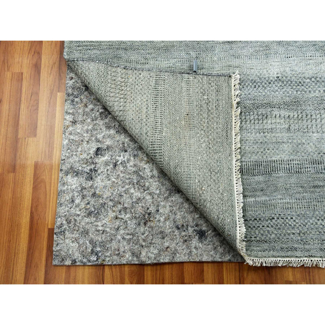 8'0" x 10'2" New Hand Knotted Grey Wool & Silk Rectangle Oriental Rug - MOA10279317