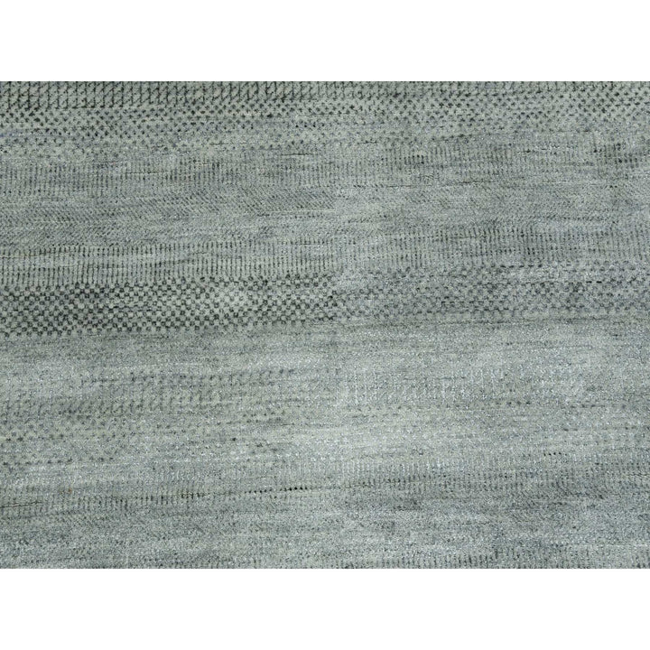 8'0" x 10'2" New Hand Knotted Grey Wool & Silk Rectangle Oriental Rug - MOA10279317