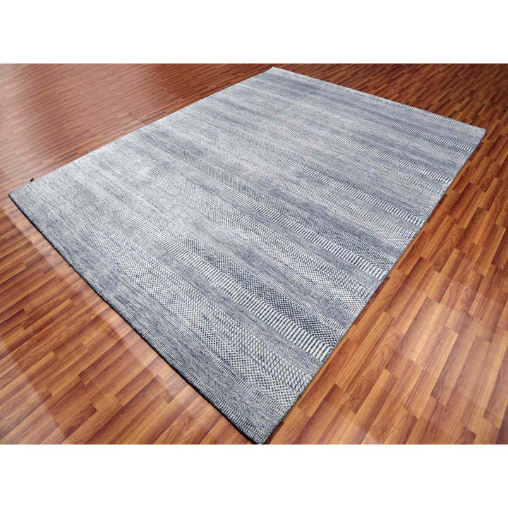 8'0" x 10'3" New Hand Knotted Grey Wool & Silk Rectangle Oriental Rug - MOA10279321