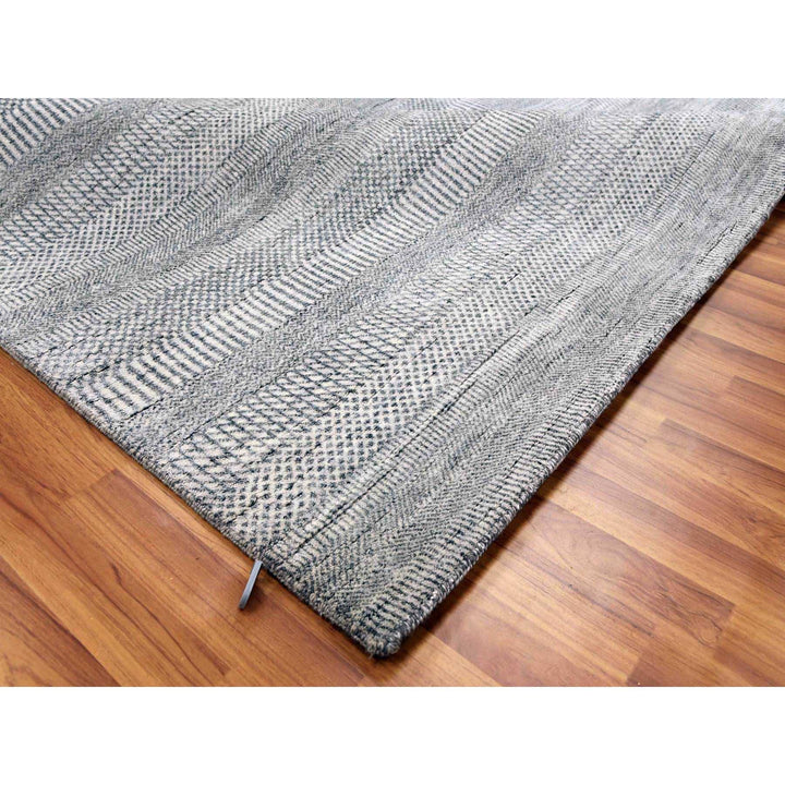 8'0" x 10'3" New Hand Knotted Grey Wool & Silk Rectangle Oriental Rug - MOA10279321