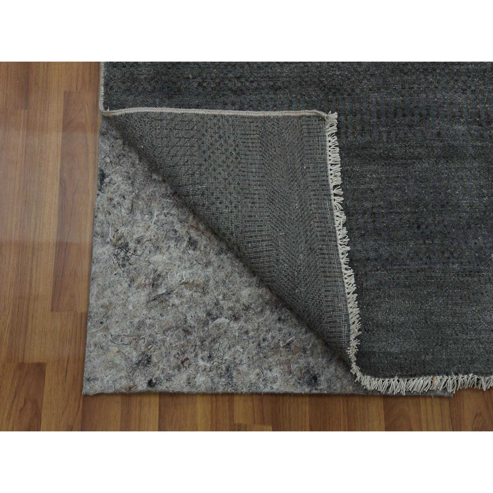 5'1" x 7'1" New Hand Knotted Grey Wool & Silk Rectangle Oriental Rug - MOA10279334