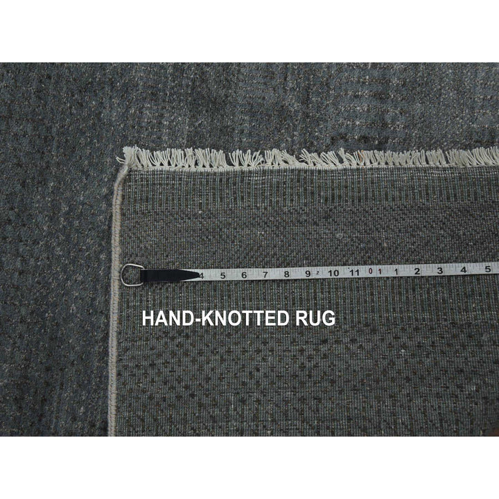 5'1" x 7'1" New Hand Knotted Grey Wool & Silk Rectangle Oriental Rug - MOA10279334