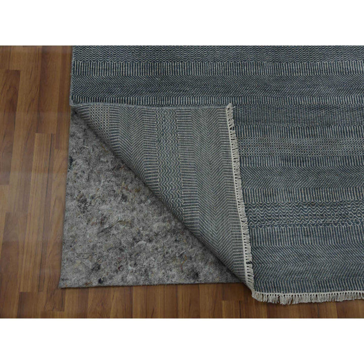 3'10" x 7'0" New Hand Knotted Grey Wool & Silk Runner Oriental Rug - MOA10279337