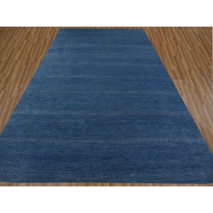 12'0" x 18'0" New Hand Knotted Blue Wool & Silk Rectangle Oriental Rug - MOA10279358