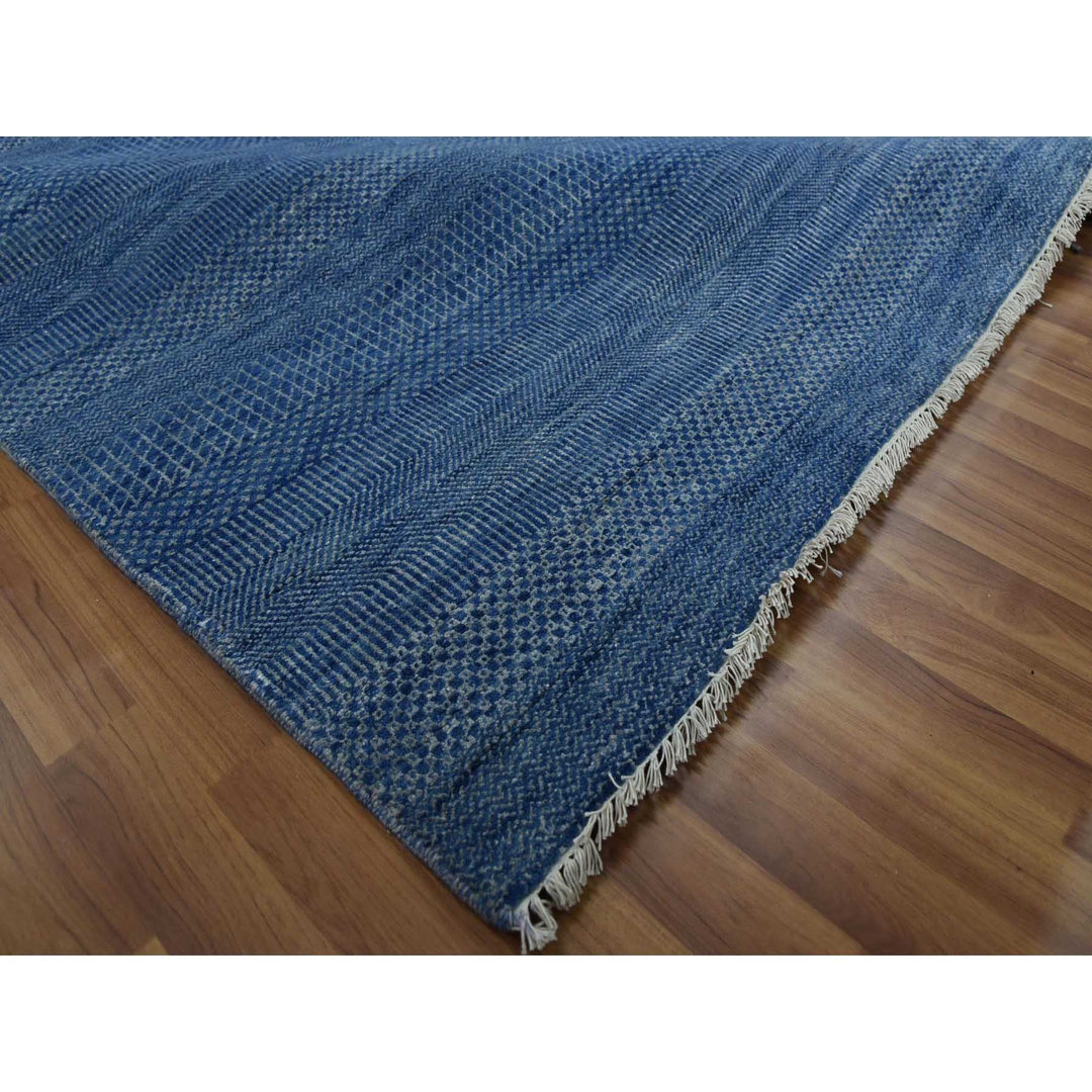 12'0" x 18'0" New Hand Knotted Blue Wool & Silk Rectangle Oriental Rug - MOA10279358