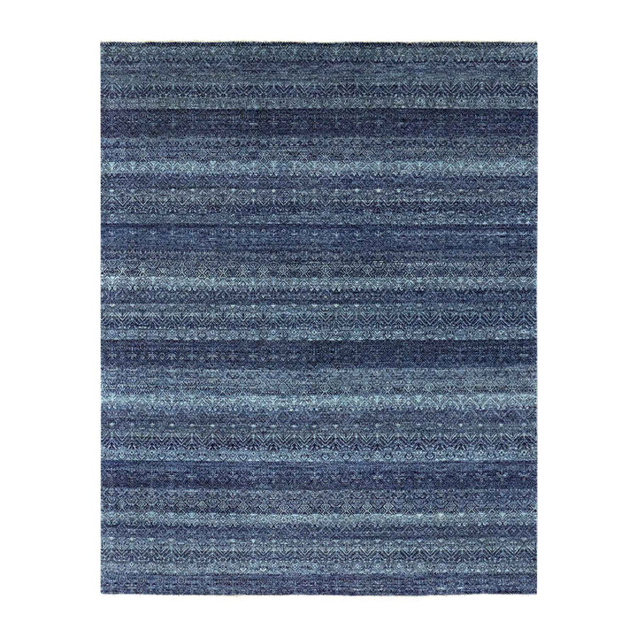 8'0" x 10'2" New Hand Knotted Blue Wool Rectangle Oriental Rug - MOA10279372