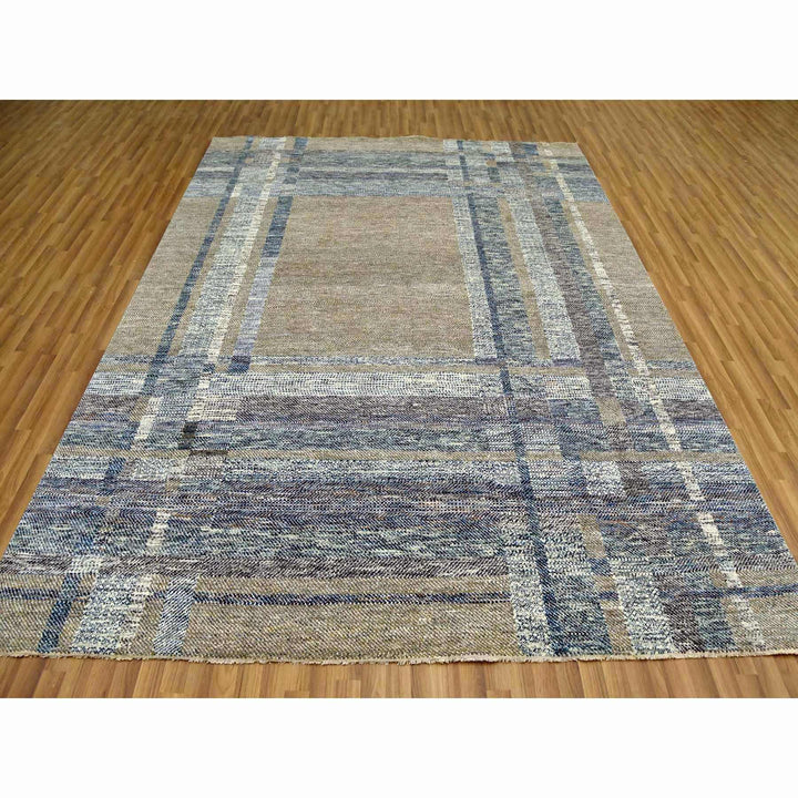 8'2" x 10'2" New Hand Knotted Brown Wool Rectangle Oriental Rug - MOA10279378