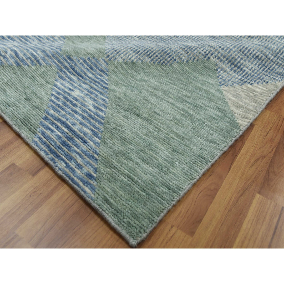 8'2" x 10'4" New Hand Knotted Green Wool Rectangle Oriental Rug - MOA10279418