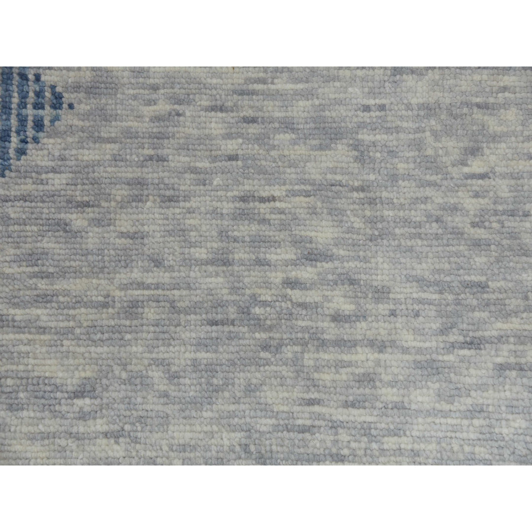 12'1" x 18'4" New Hand Knotted Blue Wool Rectangle Oriental Rug - MOA10279420