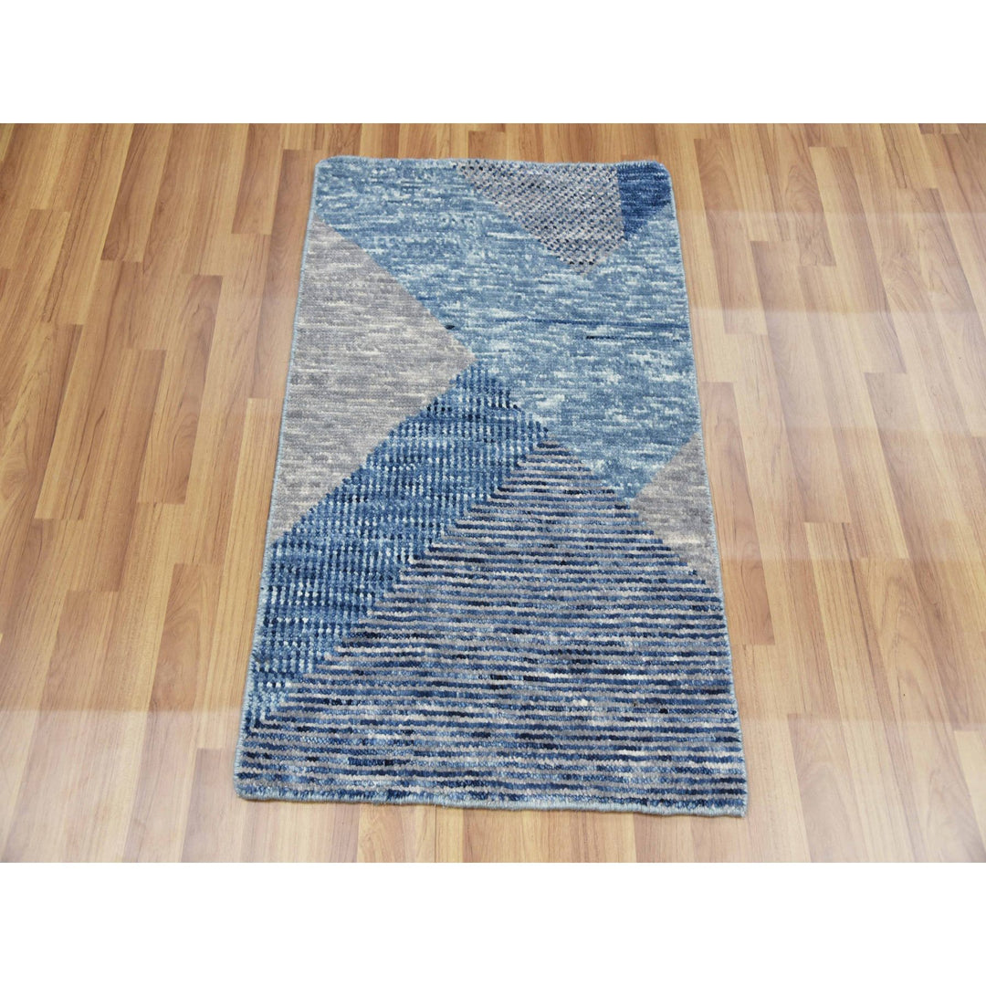 2'0" x 3'0" New Hand Knotted Blue Cotton Rectangle Oriental Rug - MOA10279427