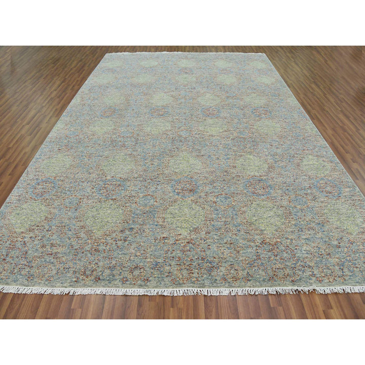 10'0" x 14'2" New Hand Knotted Green Wool Rectangle Oriental Rug - MOA10279436