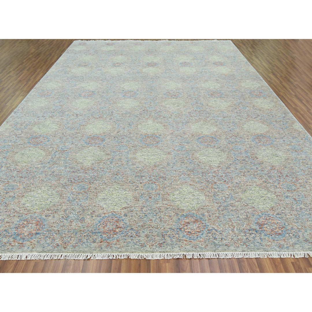 12'0" x 17'4" New Hand Knotted Green Wool Rectangle Oriental Rug - MOA10279438