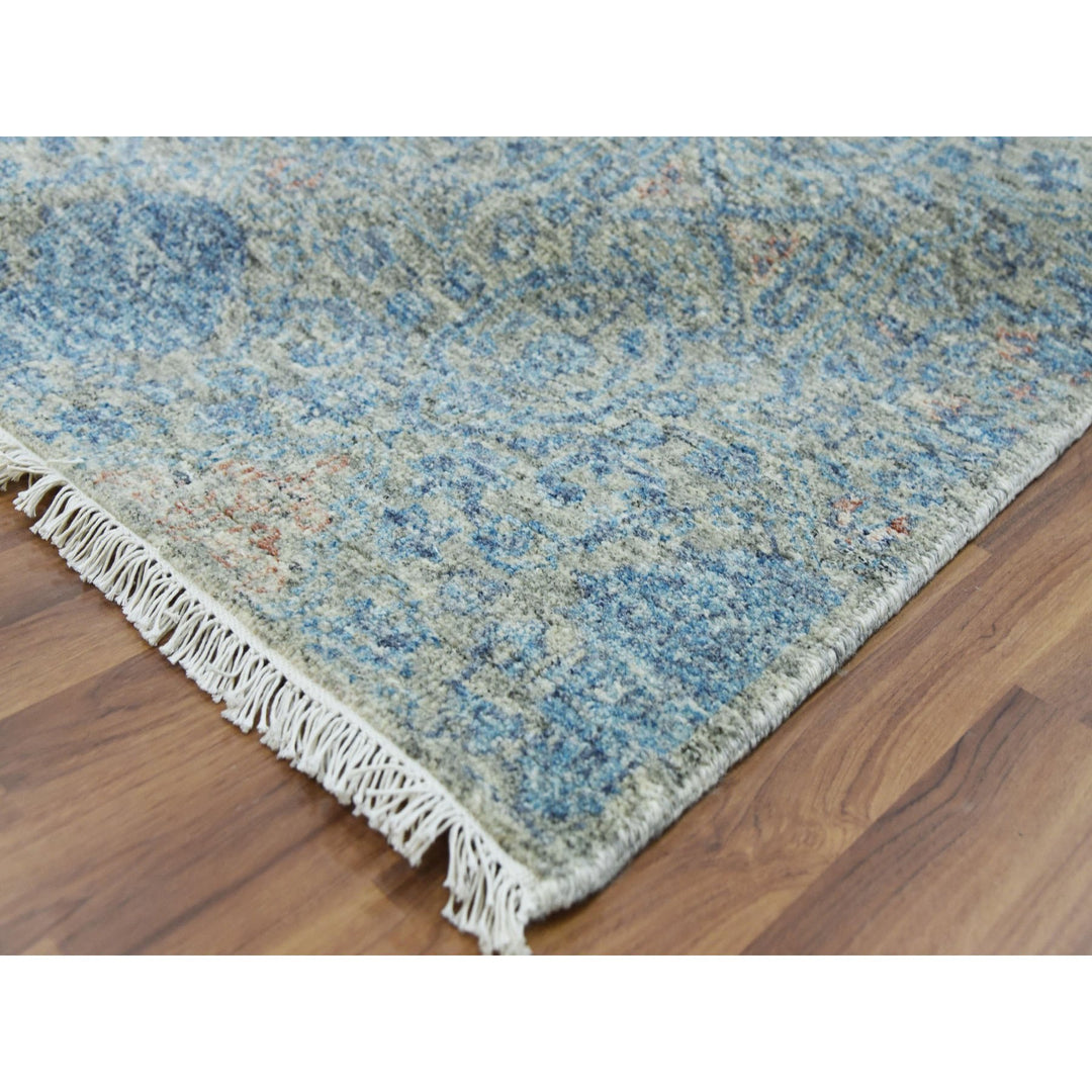 11'10" x 17'10" New Hand Knotted Blue Wool Rectangle Oriental Rug - MOA10279441