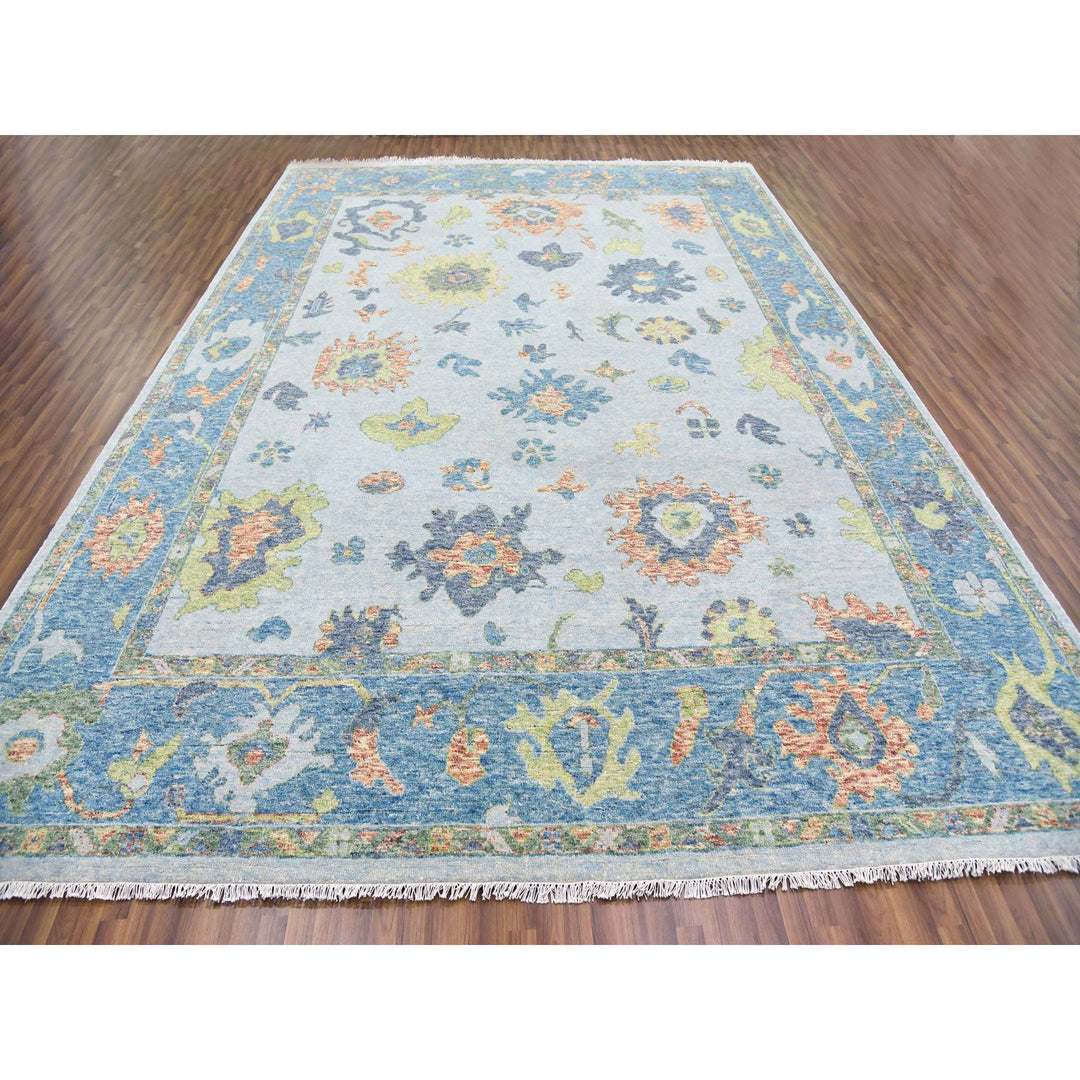 12'0" x 15'3" New Hand Knotted Blue Wool Rectangle Oriental Rug - MOA10279448