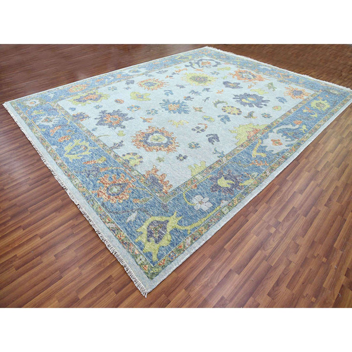 12'0" x 15'3" New Hand Knotted Blue Wool Rectangle Oriental Rug - MOA10279448