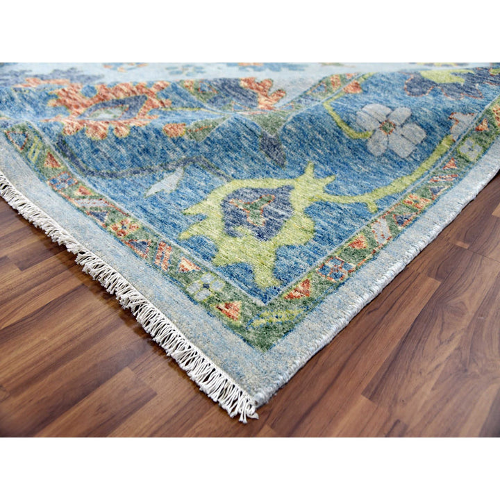 12'0" x 15'3" New Hand Knotted Blue Wool Rectangle Oriental Rug - MOA10279448