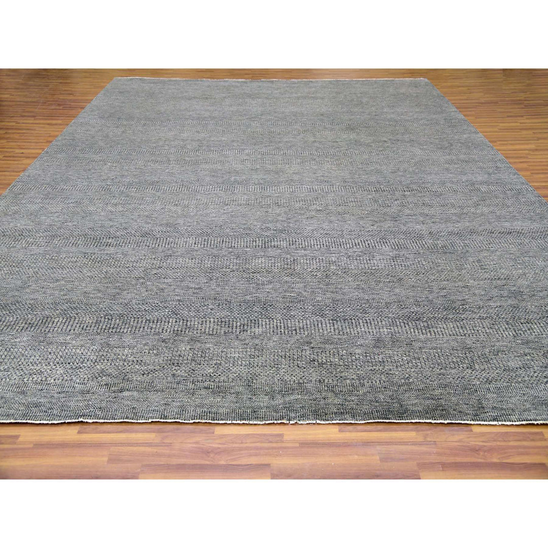 12'0" x 15'1" New Hand Knotted Grey Wool Rectangle Oriental Rug - MOA10279451