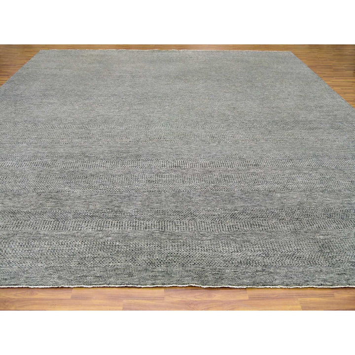 14'2" x 14'1" New Hand Knotted Grey Cotton Square Oriental Rug - MOA10279452