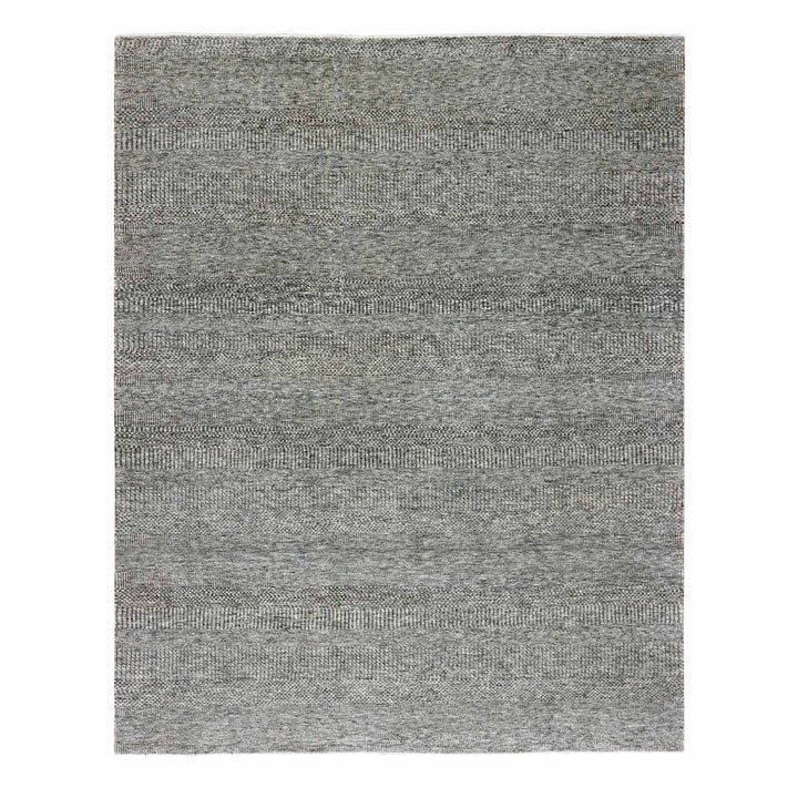 8'0" x 10'1" New Hand Knotted Grey Wool Rectangle Oriental Rug - MOA10279453