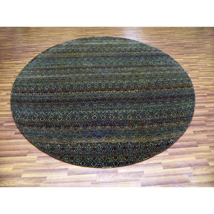 9'10" x 9'10" New Hand Knotted Brown Wool Round Oriental Rug - MOA10279458