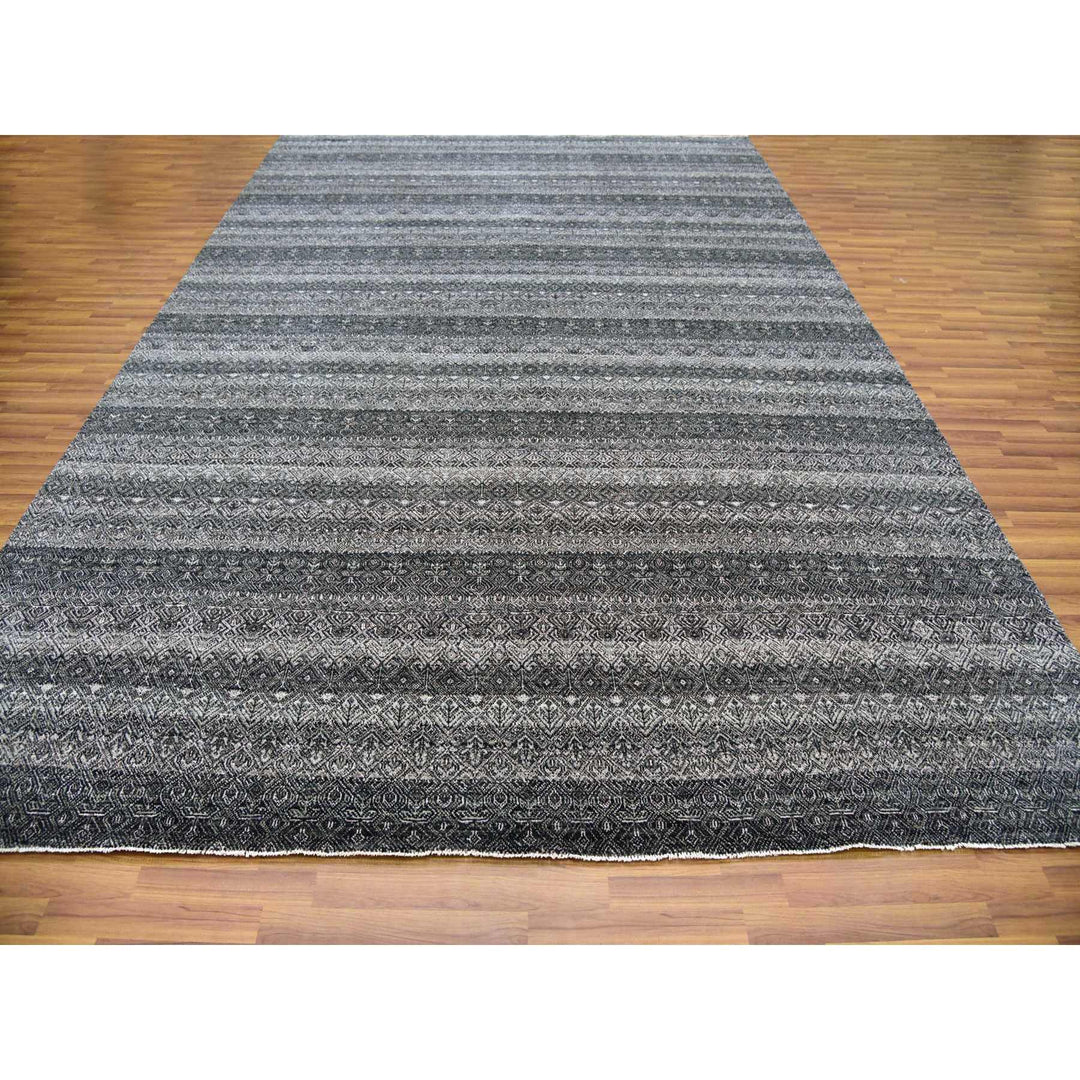 10'0" x 13'10" New Hand Knotted Grey Wool Rectangle Oriental Rug - MOA10279459