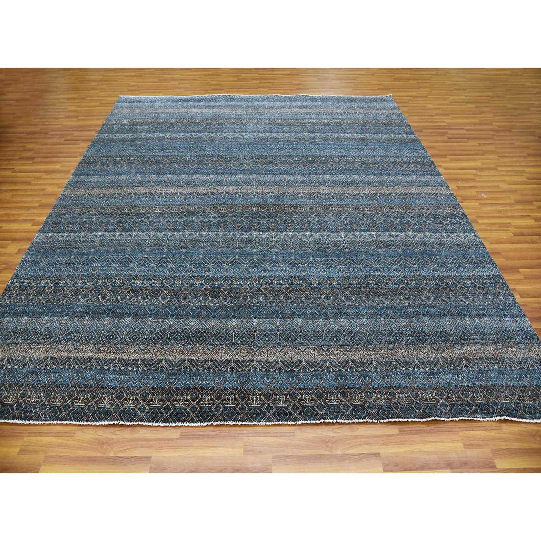 10'0" x 10'1" New Hand Knotted Blue Wool Square Oriental Rug - MOA10279462