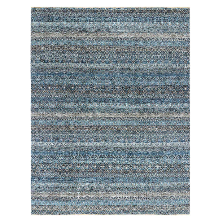 7'8" x 10'0" New Hand Knotted Blue Wool Rectangle Oriental Rug - MOA10279463