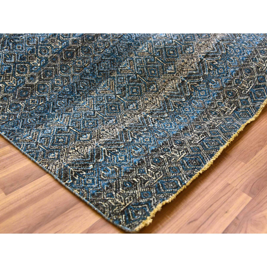 7'8" x 10'0" New Hand Knotted Blue Wool Rectangle Oriental Rug - MOA10279463