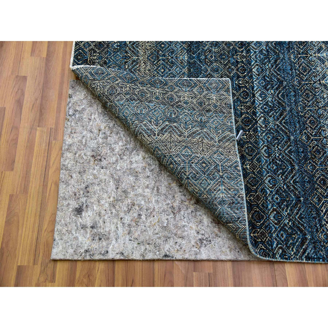 8'0" x 10'0" New Hand Knotted Blue Wool Rectangle Oriental Rug - MOA10279464