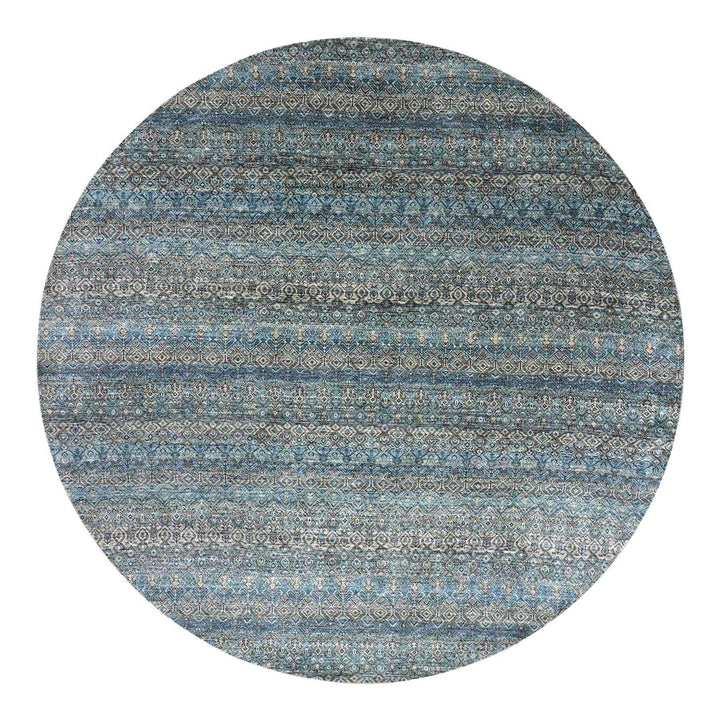 10'0" x 10'0" New Hand Knotted Blue Wool Round Oriental Rug - MOA10279465