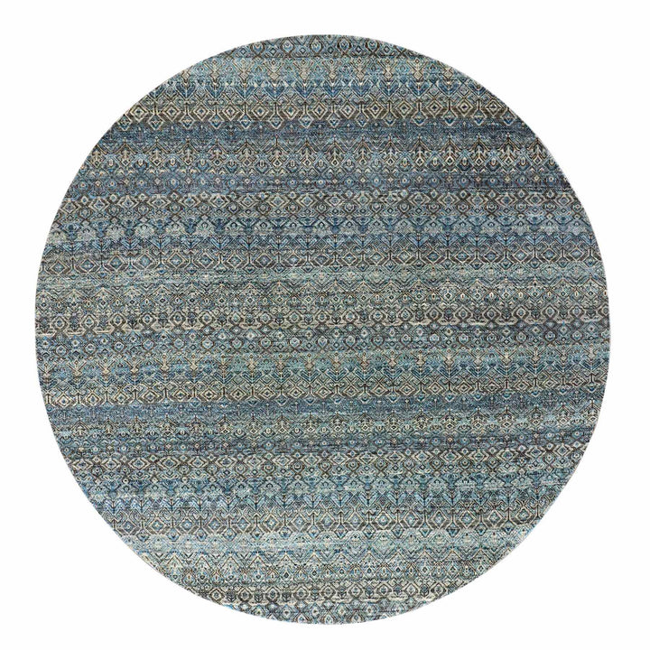 8'0" x 8'0" New Hand Knotted Blue Cotton Round Oriental Rug - MOA10279466