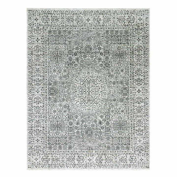 9'1" x 12'0" New Hand Knotted Ivory Wool Rectangle Oriental Rug - MOA10279469