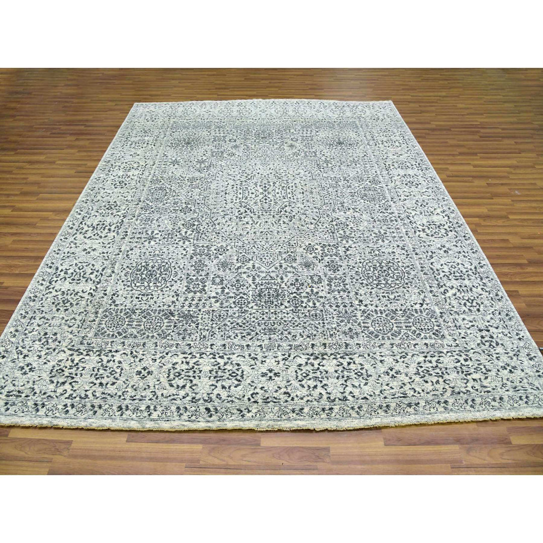 8'1" x 10'0" New Hand Knotted Ivory Wool Rectangle Oriental Rug - MOA10279472