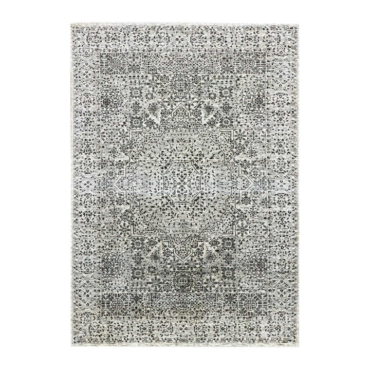 6'1" x 9'3" New Hand Knotted Ivory Wool Rectangle Oriental Rug - MOA10279473