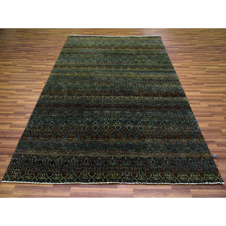 6'0" x 9'1" New Hand Knotted Brown Wool Rectangle Oriental Rug - MOA10279476