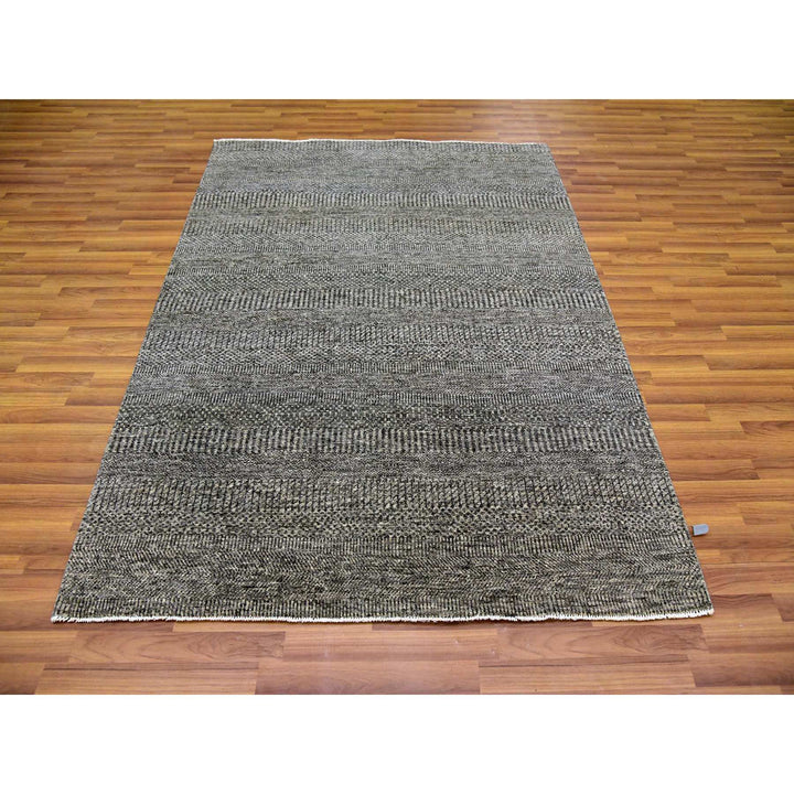 5'2" x 7'0" New Hand Knotted Grey Wool Rectangle Oriental Rug - MOA10279478