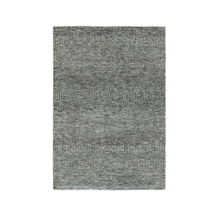 4'2" x 6'0" New Hand Knotted Grey Wool Rectangle Oriental Rug - MOA10279479