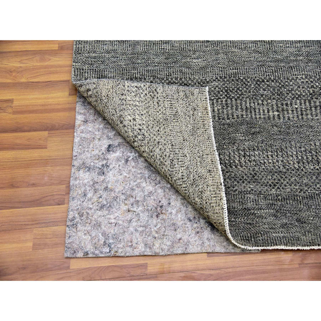 4'2" x 6'0" New Hand Knotted Grey Wool Rectangle Oriental Rug - MOA10279479