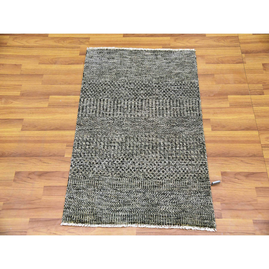 2'1" x 3'0" New Hand Knotted Grey Cotton Rectangle Oriental Rug - MOA10279483