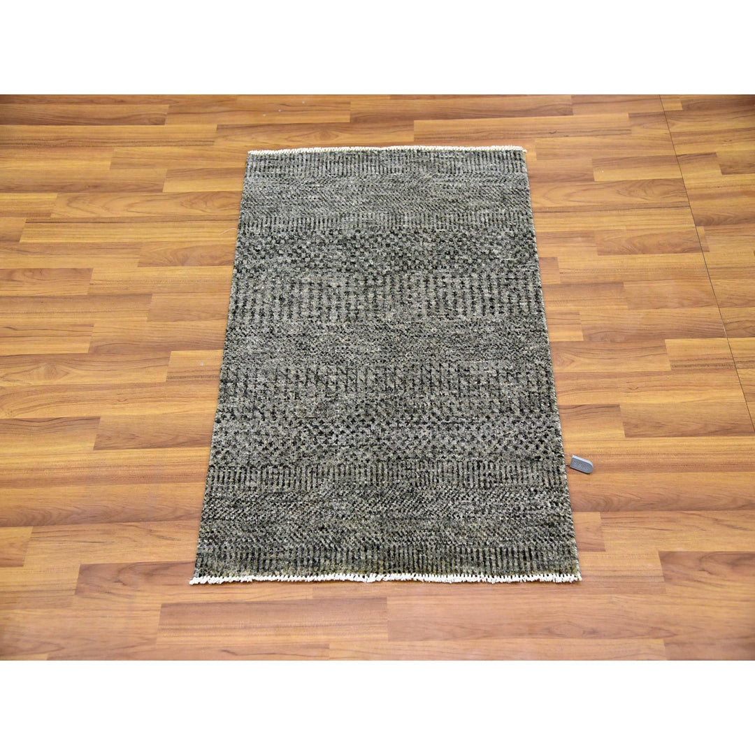 2'0" x 3'0" New Hand Knotted Grey Cotton Rectangle Oriental Rug - MOA10279484