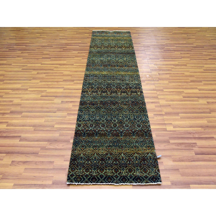 2'6" x 9'10" New Hand Knotted Brown Wool Runner Oriental Rug - MOA10279486