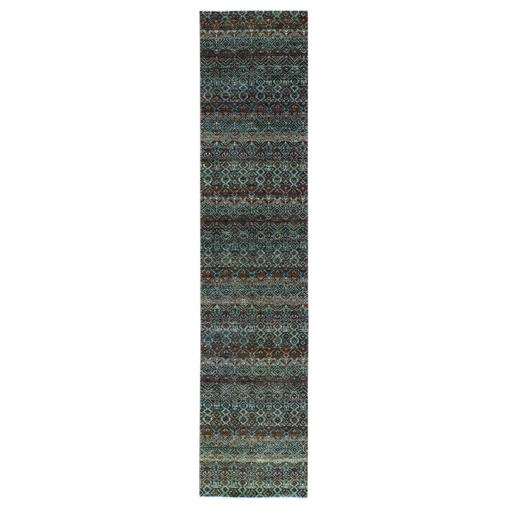 2'6" x 12'0" New Hand Knotted Brown Wool Runner Oriental Rug - MOA10279487