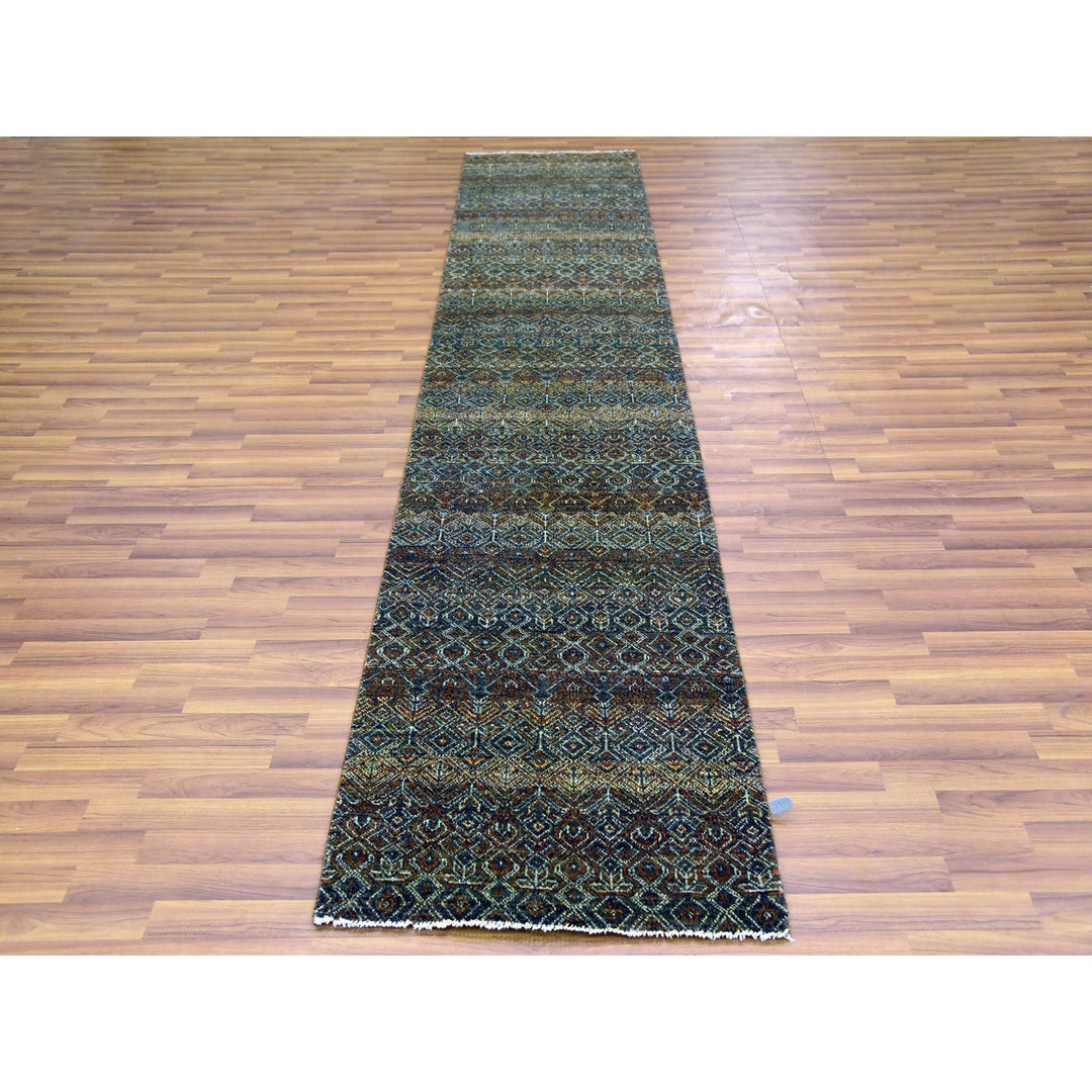 2'6" x 12'0" New Hand Knotted Brown Wool Runner Oriental Rug - MOA10279487