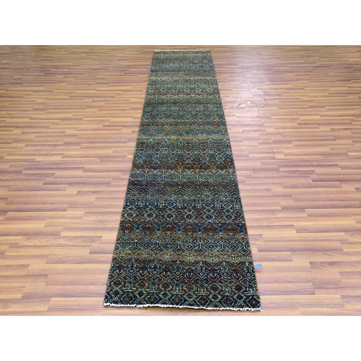 2'6" x 12'0" New Hand Knotted Brown Wool Runner Oriental Rug - MOA10279487